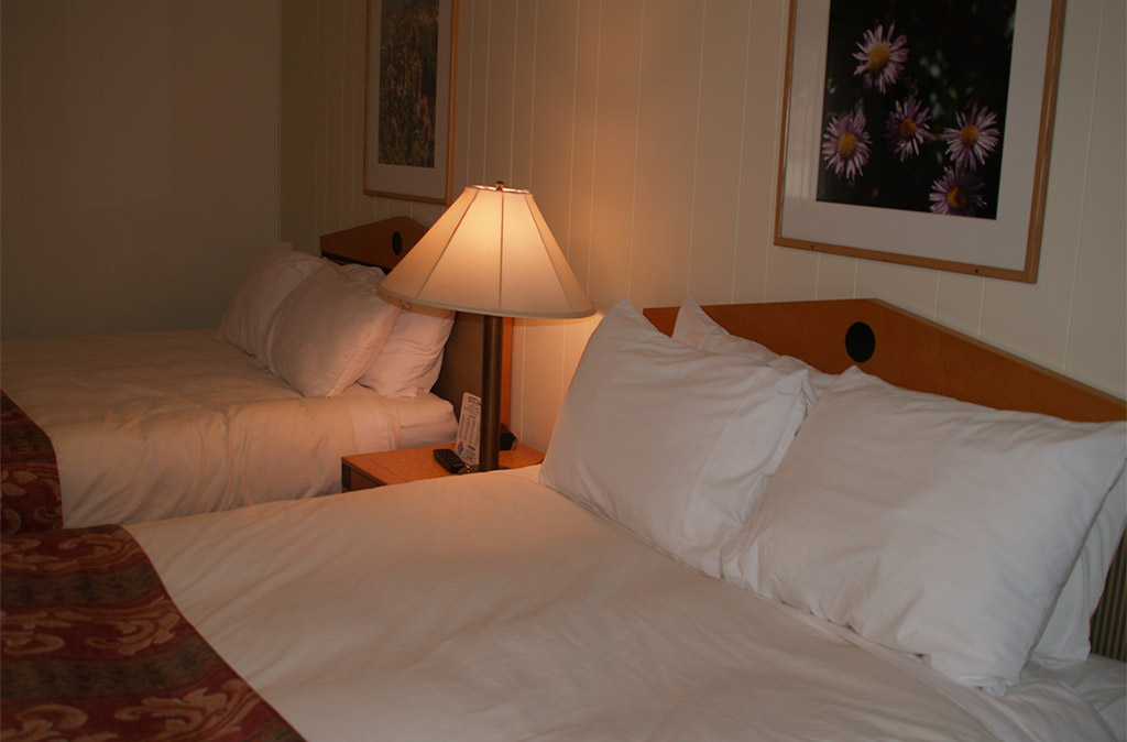 Photo of Deluxe Studio Unit at Island Acres Resort Motel showing two queen beds.