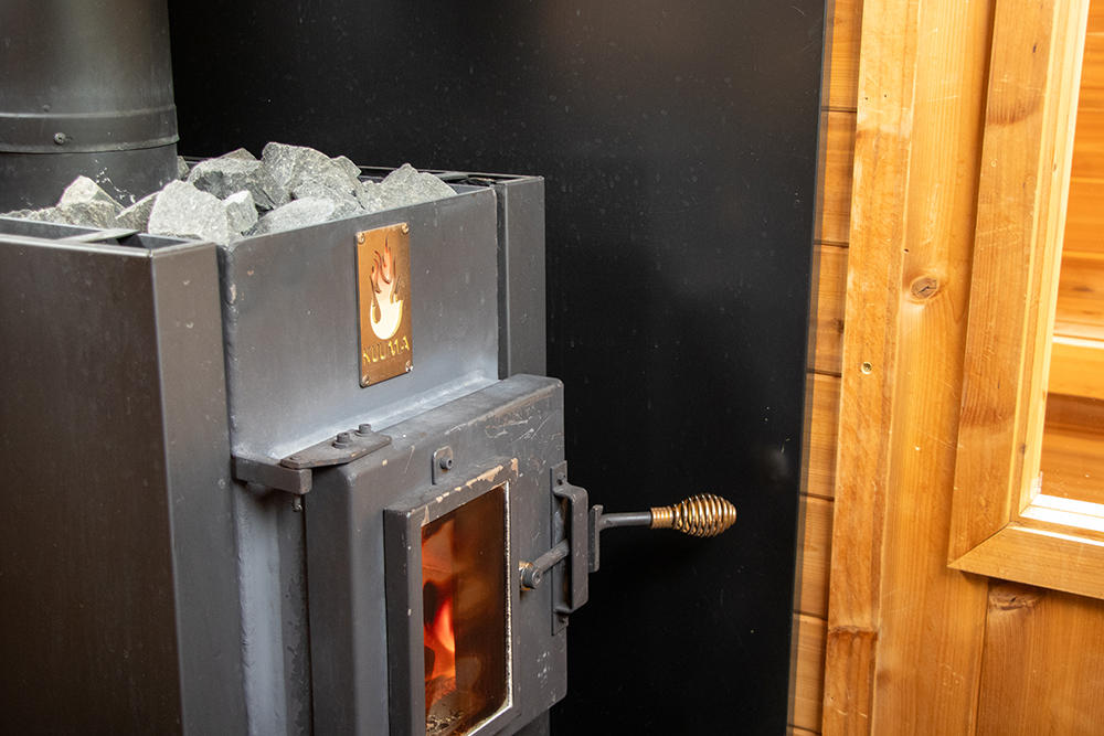 Enhance Your Gunnison Stay with a Nordic Sauna Experience Photo the Kuuma Sauna Stove for Norra Dalen Nordic Sauna at Island Acres Resort Motel in Gunnison, Colorado